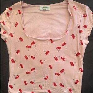Pink Cherry Print Top